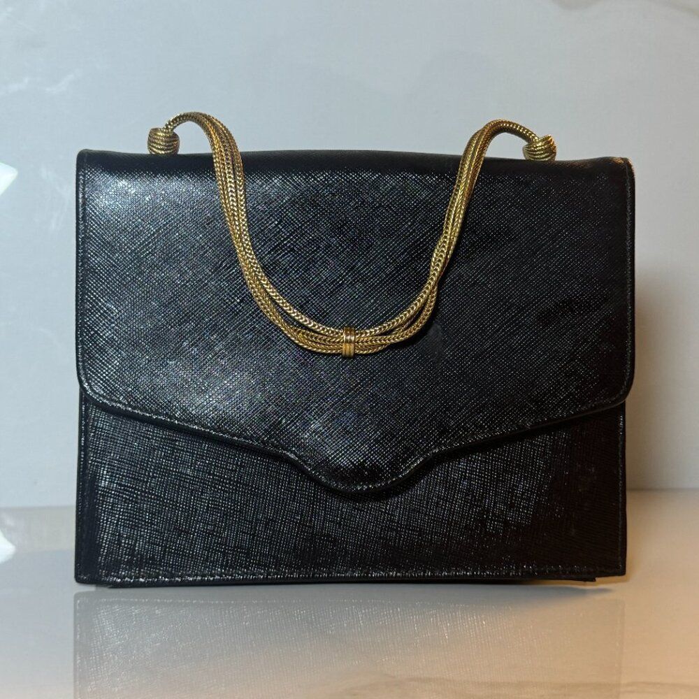 Vintage Black Clutch Gold Chain Detailing